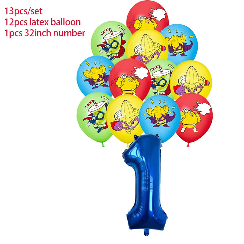 Superzings Birthday Party Decoration Balloon Banner Cake Topper SuperthingsTableware Birthday Party Supplies Baby Shower Good Vibrations