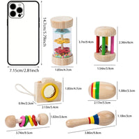 6pcs/set Wooden Musical Instruments Toys, Small Rattle, Sand Hammer, Sand Ball, Shake Bell Kaleidoscope, Griping Practice Toys Good Vibrations