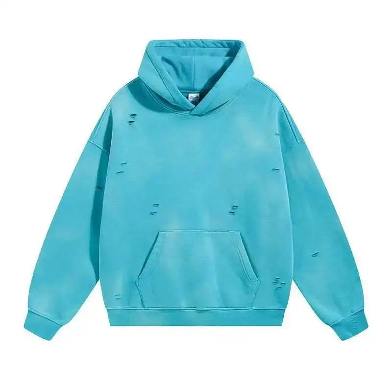 IEFB Spring New Trendy Sets Washed Sweatshirt Sweatpants Splash-ink Spray Dye Velvet Hoodies Autumn Male Wear Menwear 9W125 Good Vibrations
