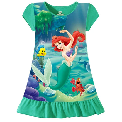 New kids Nightdress Elsa Cartoon Dress Minnie Printing Sleepwear Girls Nightgowns Children Party Dresses Pajamas Girls Dress Good Vibrations