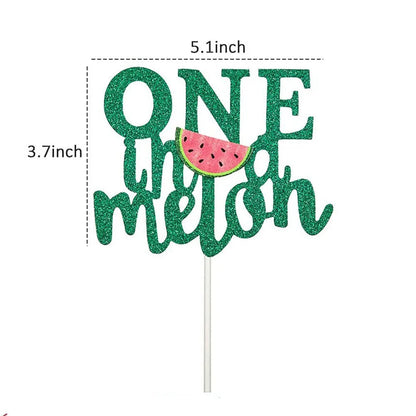One in a Melon Cupcake Topper Baby Kids 1st Birthday Party Cake Decor Watermelon Themed Party Supplies Baby Shower Girl Birthday Good Vibrations