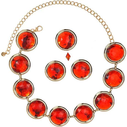 5 Pcs Women's Anime Cosplay Waist Belt Red Gems Belt Stone Chain for Halloween Costume Accessories Good Vibrations