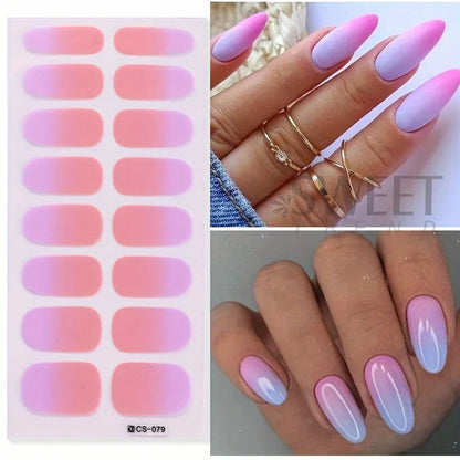 6pcs/set Gradient Nail Polish Strips Stickers Pink Purple Nude Color Ombre Design Full Cover Gel Decal Self Adhesive Wraps Decor Good Vibrations