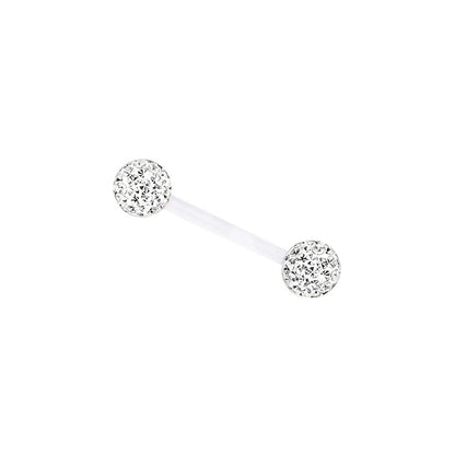 14g 1.6mm Acrylic Flexible 16/19/22/38mm Tongue Bar 6mm Epoxy Coved Crystal Double Ball Nipple Ring Barbell Piercing Good Vibrations Adult Super Store