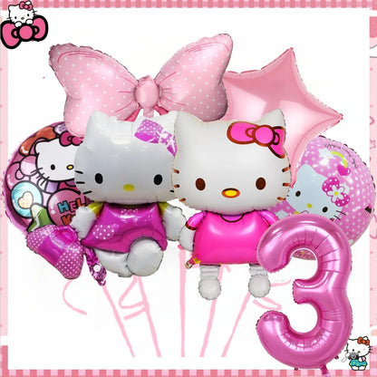 Hello Kitty Birthday Party Decoration Disposable Tableware Cup Plate Tablecloth Balloons Baby Shower Girls Party favors Supplies Good Vibrations