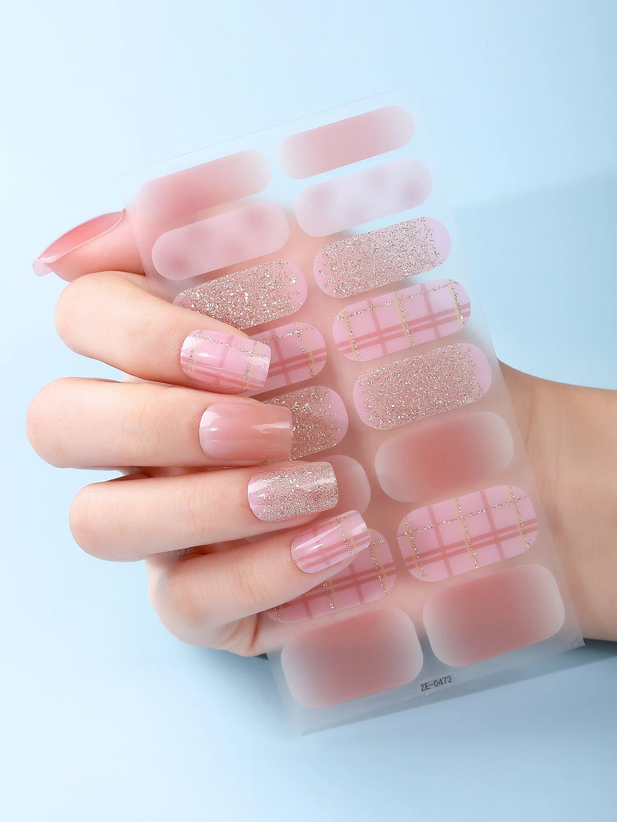 16Tips DIY Baking-Free Nail Stickers Shiny French Stripes Nail Patch Full Cover Adhesive Nail Wraps Manicures Decoration Decal Good Vibrations