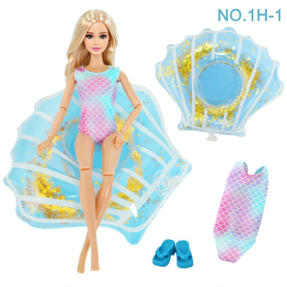 Doll Swimwear Ba Doll Bie 1/6 Summer Lifebuoy Rings Bikini Slipper Chair Beach Clothes 11.5 Inch Doll 30cm Accessories Good Vibrations