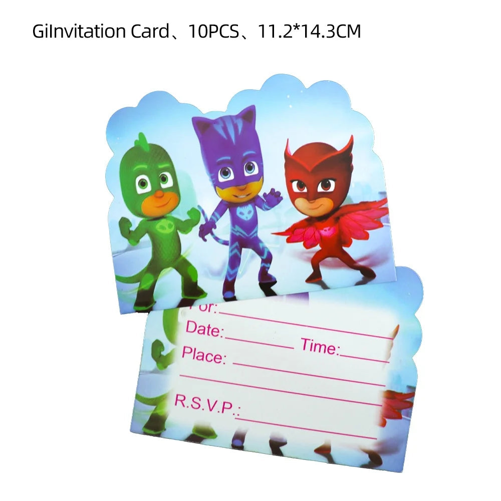 PJ Masks Birthday Invitation Cards party Decor PJ Masks Paper Cards Greetings Card Celebrate Birthday Kids Favors Party Supplies Good Vibrations