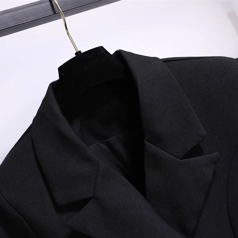 Blazer Women 2025 Spring New Fashion Women Clothing Suit Skirt Jacket Belt Waist Slim Suit Women Blazer Long Coat Black Blazers Good Vibrations