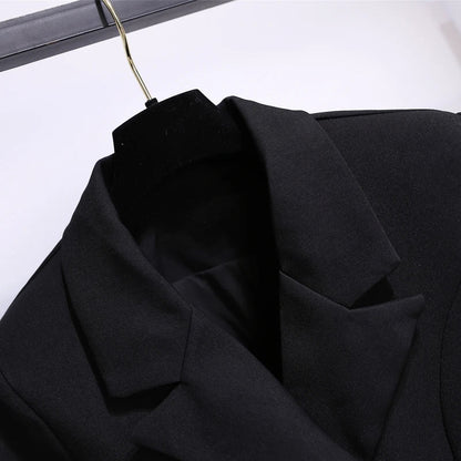 Blazer Women 2025 Spring New Fashion Women Clothing Suit Skirt Jacket Belt Waist Slim Suit Women Blazer Long Coat Black Blazers Good Vibrations