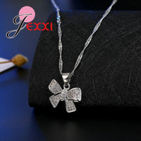 Classic Women Tow Tie Jewelry Sets Full Rhinestone Zircon Statement Necklace Earrings 925 Sterling Silver Set Accessory Good Vibrations Adult Super Store