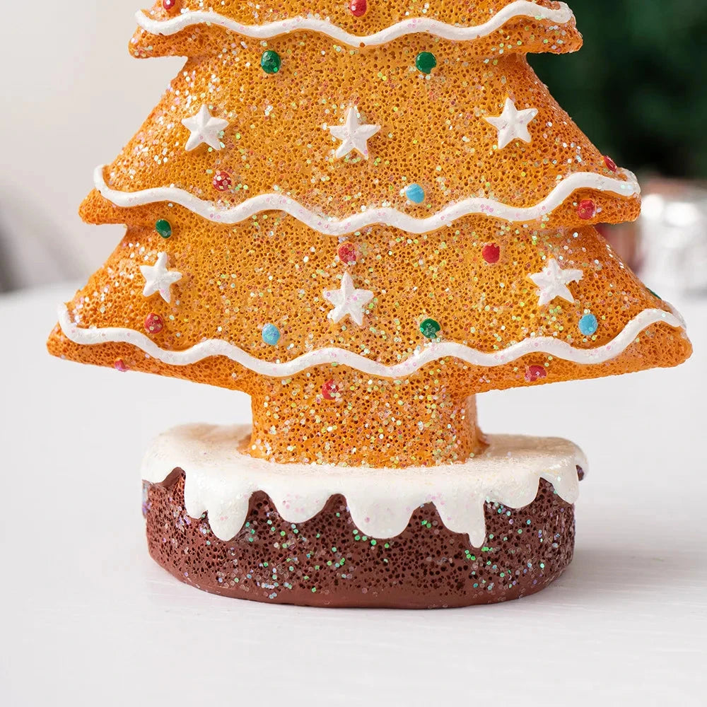 Festive Resin Gingerbread Christmas Tree Figurine, Holiday Tabletop Centerpiece Decor for Home Christmas Atmosphere Good Vibrations