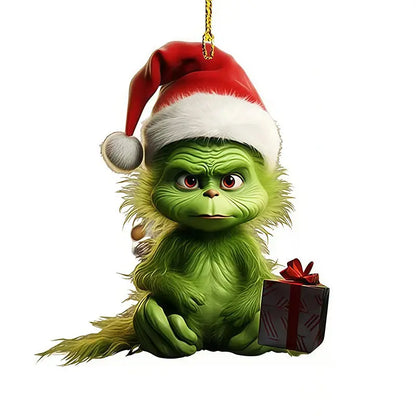 Creative Grinch Christmas Tree Decoration Green Hanging Ornament Cartoon Pendants Craft Holiday Thanksgiving Home Party Birthday Good Vibrations