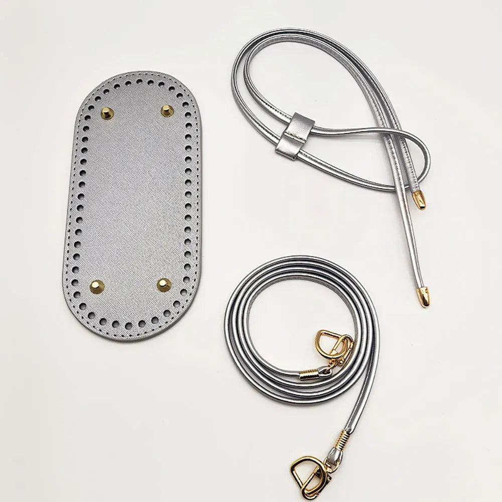 3Pcs DIY Purse Making Kit with Chain PU Leather Bucket Bag Base & Shoulder Strap Crochet Handbag Accessories ﻿ Good Vibrations