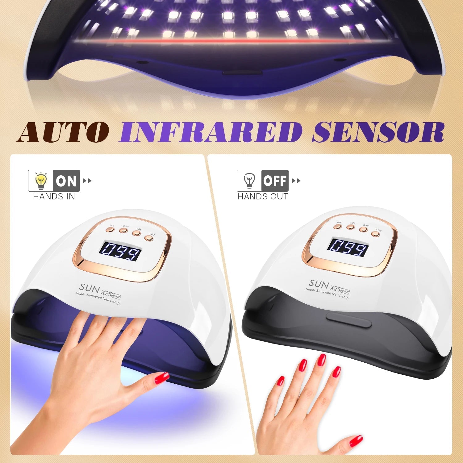 DianaBeauty 380W LED UV Lamp Dryer for Nails Gel Polish Drying Lamp with 4 Timer Setting Auto Sensor Professional Nail Light Good Vibrations