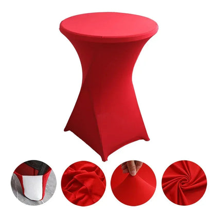 Wedding Birthday Party Decoration Cocktail Spandex Table Covers Round Cloth High Bar Banquet Hotel  Show Solid Colour Good Vibrations