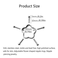 2Pcs 316L Stainless Steel Adjustable Nipple Rings for Women, Star Shaped Flower Shaped Clip On Nipple Ring Fake Piercing Jewelry Good Vibrations Adult Super Store