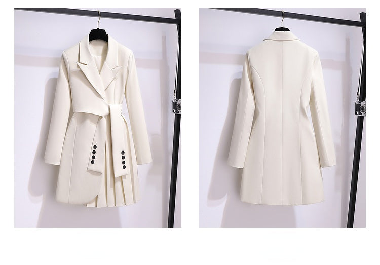 Blazer Women 2025 Spring New Fashion Women Clothing Suit Skirt Jacket Belt Waist Slim Suit Women Blazer Long Coat Black Blazers Good Vibrations