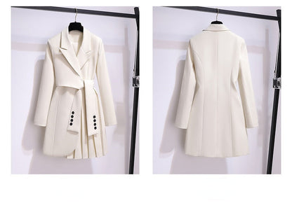 Blazer Women 2025 Spring New Fashion Women Clothing Suit Skirt Jacket Belt Waist Slim Suit Women Blazer Long Coat Black Blazers Good Vibrations