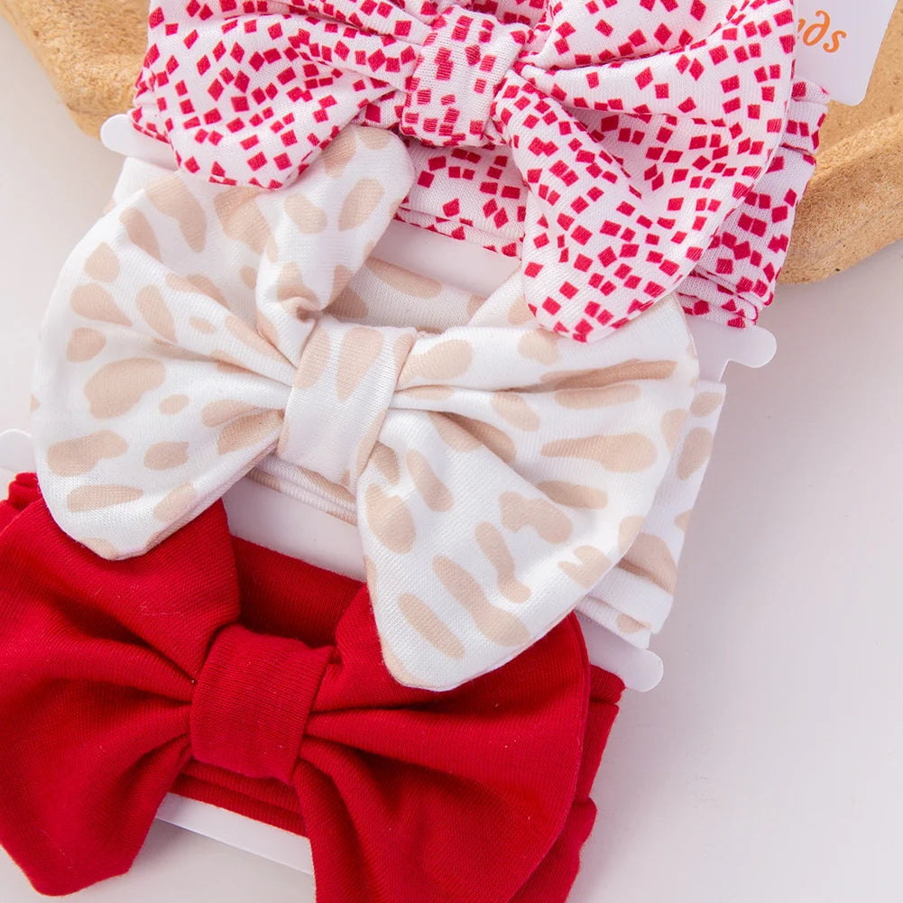3Pcs/Set Cute Cotton Bows Baby Headbands Newborn Infant Ealstic Hairbands Boys Girsl Dot Striped Flower Print Kids Headwraps Good Vibrations