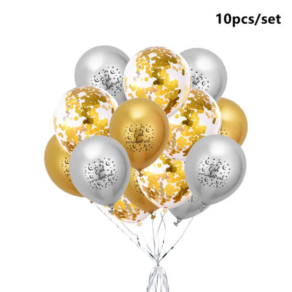 Eid Mubarak Balloons 2024 Ramadan Decorations for Home Moon Star Foil Balloon Muslim Aid Moubarak Kareem Festival Party Supplies Good Vibrations