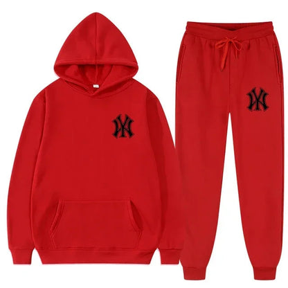 Men's running and fitness fashion casual sportswear set for autumn and winter, hooded sweatshirt + jogging pants two-piece set Good Vibrations