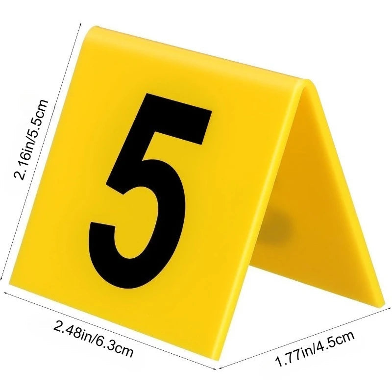 10Pcs Double Sided Acrylic Crime Scene Markers 1-10 Table Numbers for Restaurant Wedding Banquet Detective Game Party Decoration Good Vibrations