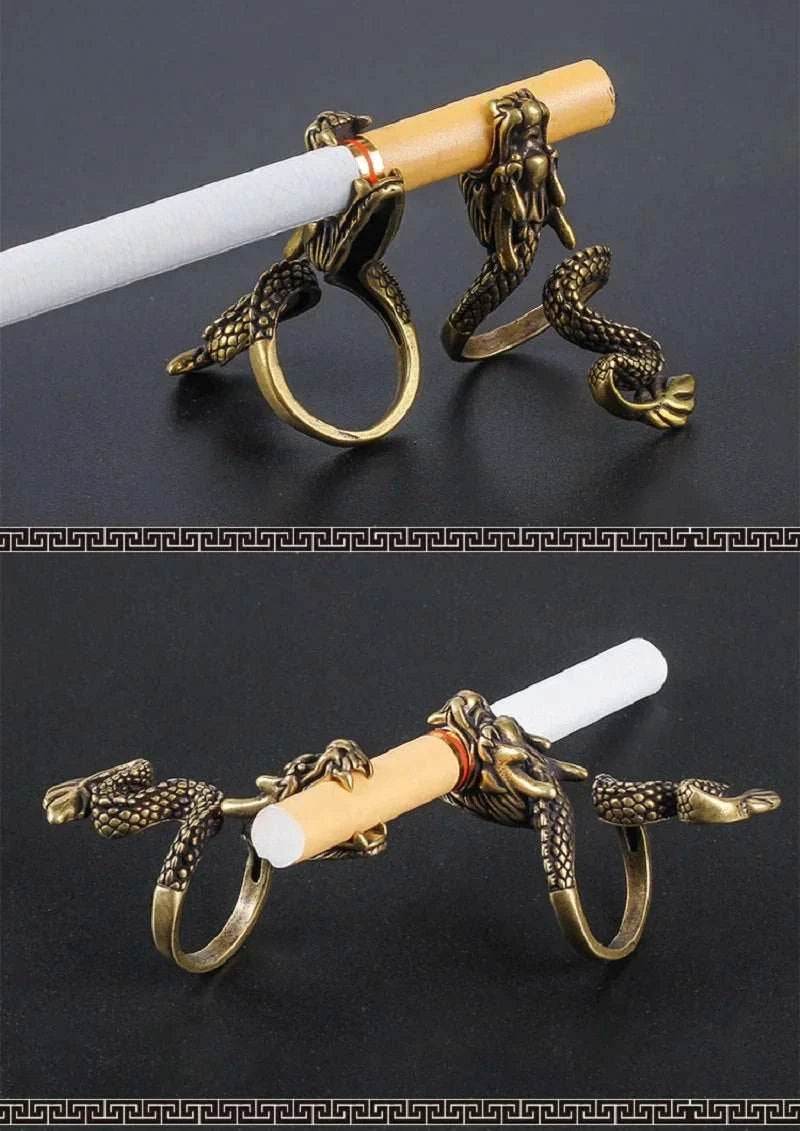 Retro Dragon Cigarette Holder Ring Rack Finger Clip Bronze Opening Adjustable Ring Cigarette Holder Cigarette Clip Smoking Gift Good Vibrations Adult Super Store