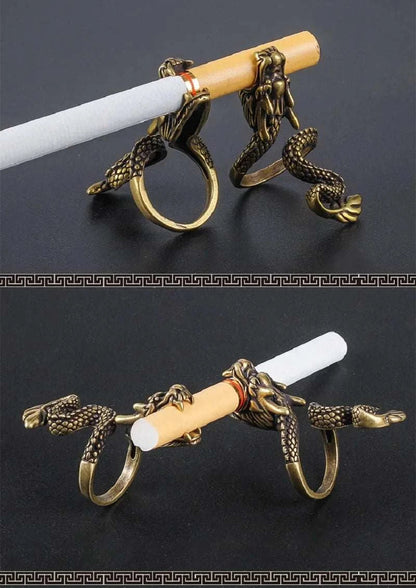 Retro Dragon Cigarette Holder Ring Rack Finger Clip Bronze Opening Adjustable Ring Cigarette Holder Cigarette Clip Smoking Gift Good Vibrations Adult Super Store