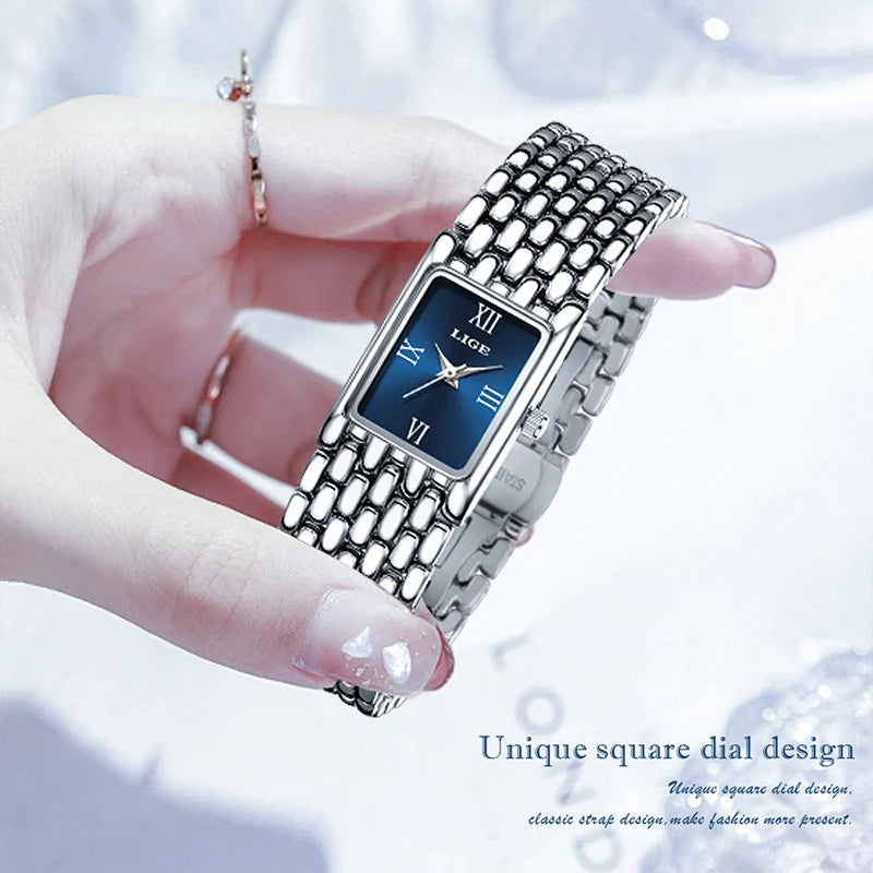LIGE new 2025 women's watch quartz stainless steel strap women watches luxury casual waterproof retro fashion ladies watch reloj Good Vibrations