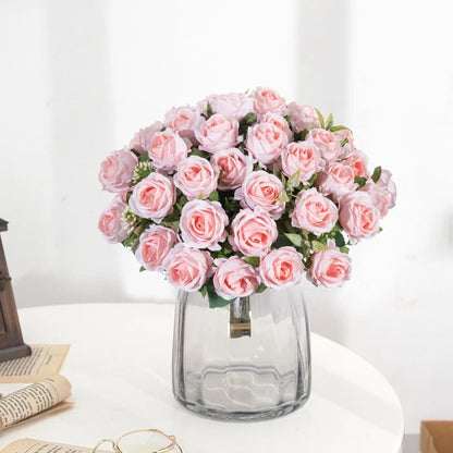 10 Heads Artificial Flowers Scrapbooking Silk Roses Christmas Wedding Party Bouquet Household Products Vases for Home Decoration Good Vibrations