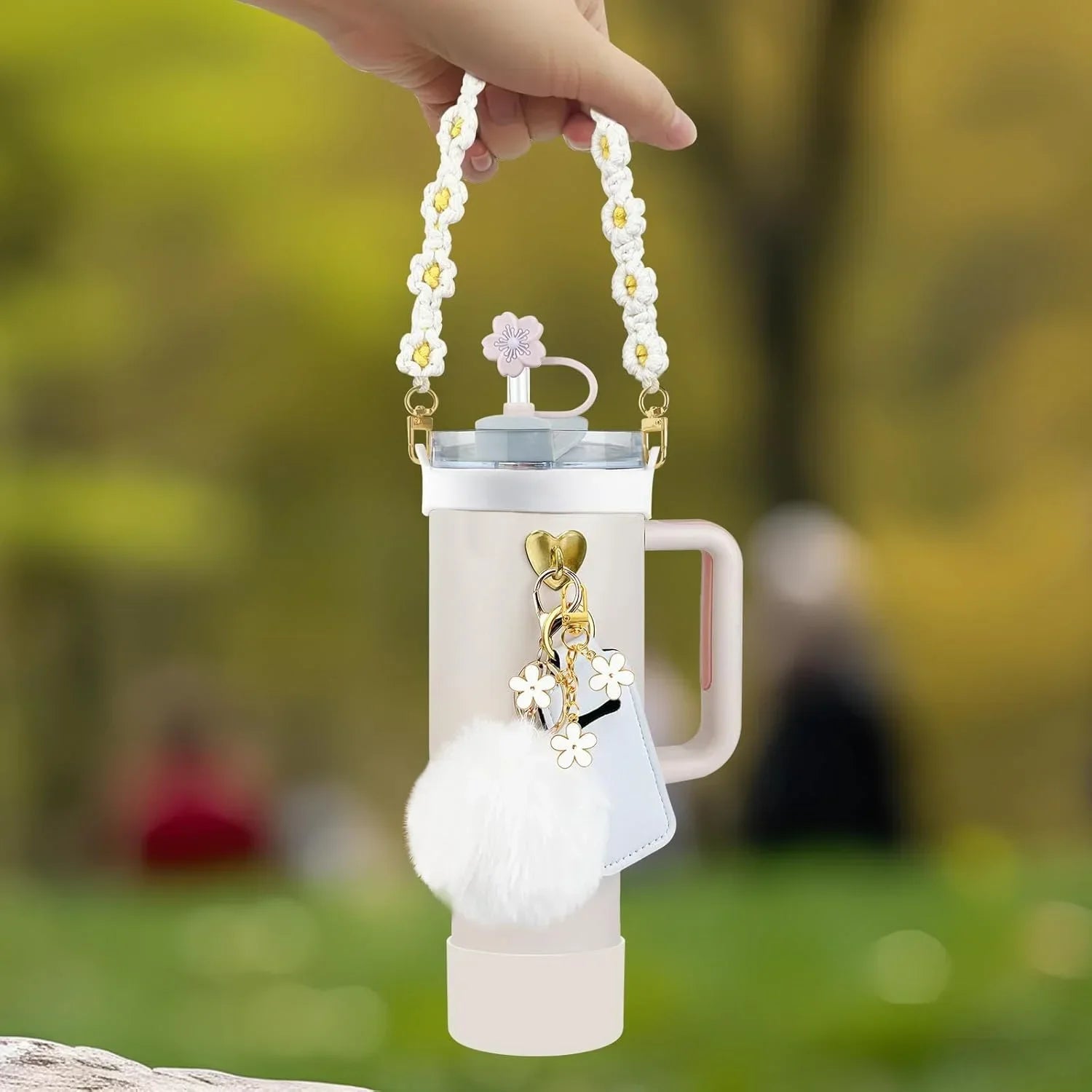 12PCS Accessories for Stanley Cup 30/40 oz Tumbler Water Bottle Handle Strap Straw Toppers Keychain Charms Silicone Cup Boot Good Vibrations Adult Super Store