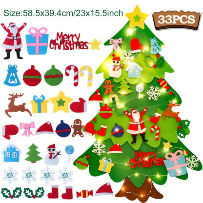 Kids DIY Felt Christmas Tree Merry Christmas Decorations For Home 2025 Christmas Ornaments Navidad 2026 New Year Gifts Xmas Tree Good Vibrations
