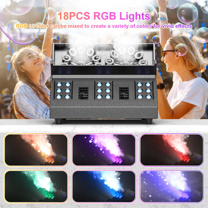 U'King 1500W Smoke Bubble Machine 8 RGB 3IN1 LED Bubble Fog Machine DMX Bubble Fogger Stage Light For DJ Halloween Party Wedding Good Vibrations