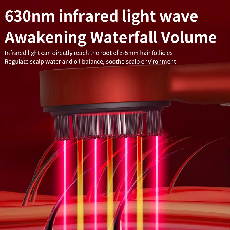 Electric Hair Regrowth Brush with Infrared Light Machine Acupoint Scalp Massage Anti-Hair Loss Exercise Hair Scrubber Combs Good Vibrations