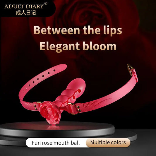 Silicone Rose Mouth Gag Extender Ball Oral Fixation Erotic Toys PU Harness Strap Belt Bdsm Bondage Costume Face Mask Adult Games GOOD Vibrations