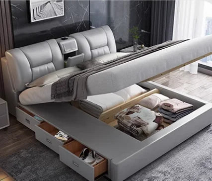 King Upholstered Beds Minimalist Frames Children Bedroom Beds Multifunctional Headboard Meubles De Chambre Home Furniture Good Vibrations
