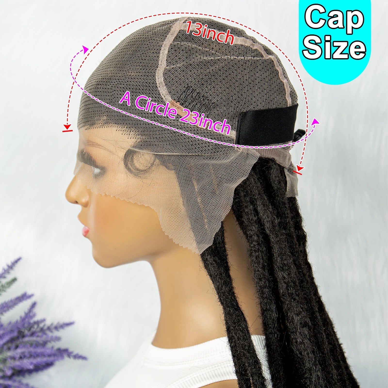 KIMA 60 inches Full Lace Braided Wigs Synthetic Lace Wigs Braided Wigs Crochet Wigs Faus Locs Braided Wigs for Black Women Good Vibrations