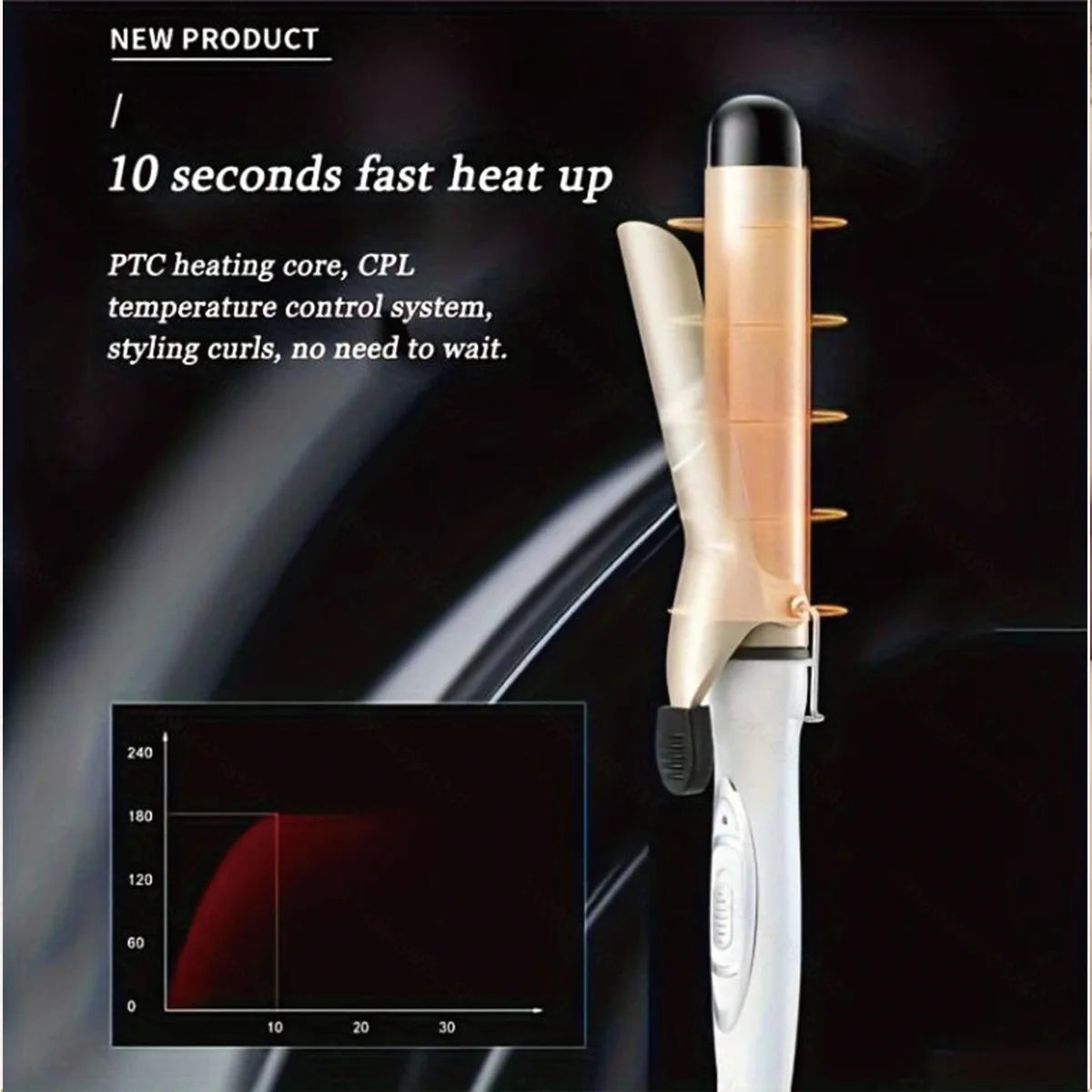 1pc Rotating curling iron, automatic curling iron, quick heating iron suitable for medium and long hair, ladies' gifts, Good Vibrations