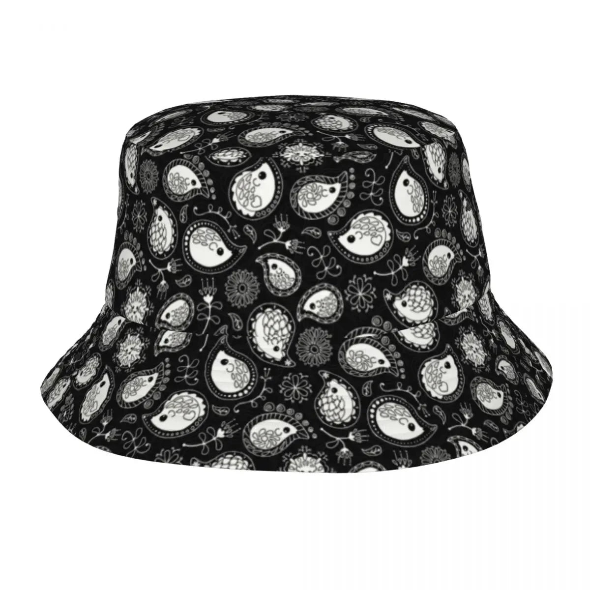 Black Paisley Pattern Bandana Print Bucket Hats Women Men Unisex Trendy Summer Fisherman's Hat Good Vibrations