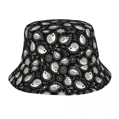 Black Paisley Pattern Bandana Print Bucket Hats Women Men Unisex Trendy Summer Fisherman's Hat Good Vibrations