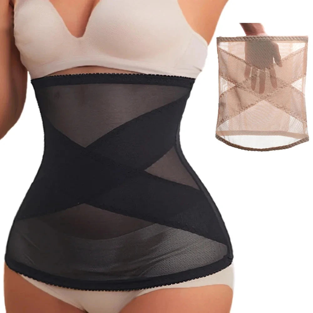 Mesh Waist Belt for Waist Shaping Crossover Abdominal Shapewear for Women Modeling Straps Control Tummy Slimming Belt Shaper Good Vibrations