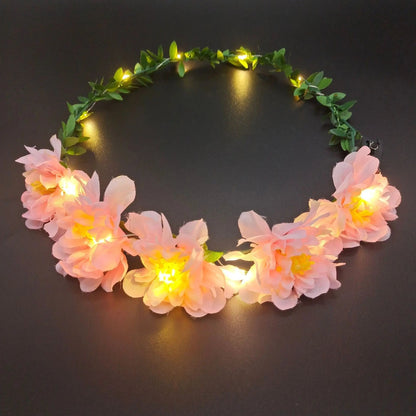 Wedding Party Crown Glowing Flower Headband LED Light Wreath Garland Decoration Women Girl Birthday Favor Luminous Hairband Good Vibrations