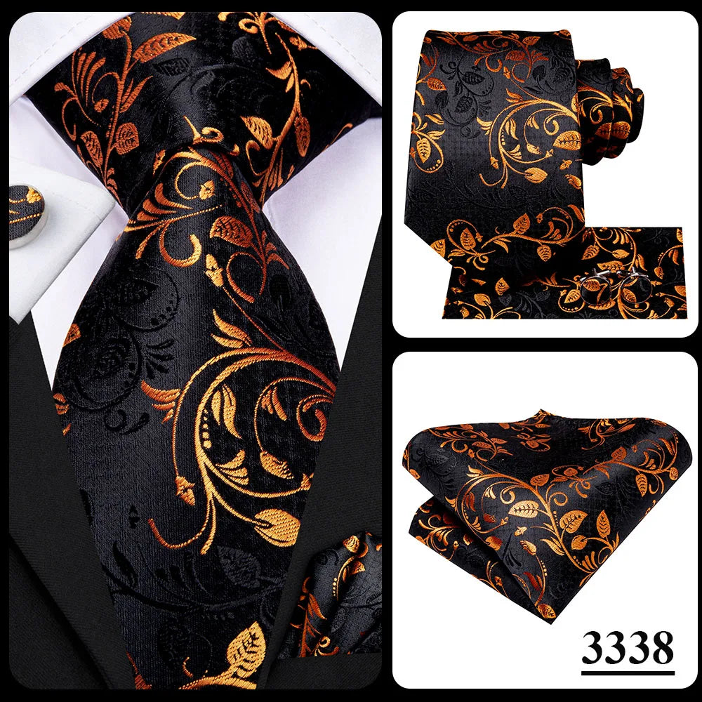 Hi-Tie Navy Blue Solid Paisley Silk Wedding Tie For Men Hanky Cufflink Mens Necktie Set Business Party New Design Dropshipping Good Vibrations