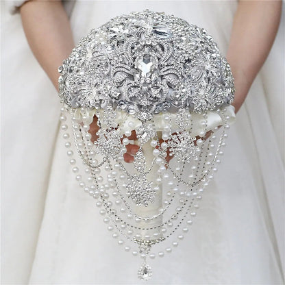 Luxury Silk Wedding Flowers Rhinestone Jewelry  Brooch Bouquet Bridal Wedding Dress Wedding Bouquet Good Vibrations