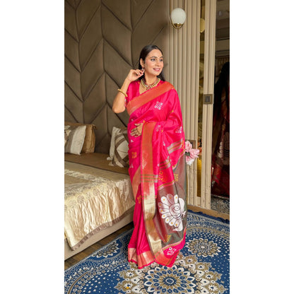 Elite Weaves Soft Silk Ikkat Patola Saree with Meenakari Motifs Peacock Pallu & Gold Zari Border Wedding Dresses Good Vibrations