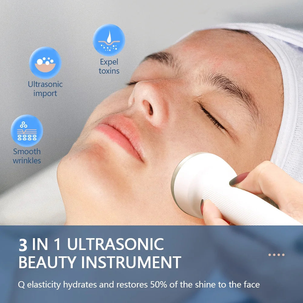 3 IN 1 Ultrasound Beauty Machine Ultrasonic Face Lifting Eye Massage Beauty Device Skin Care Pores Cleansing Facial SPA Massager Good Vibrations