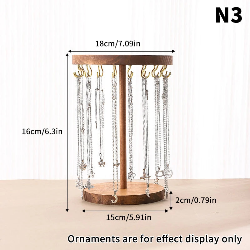Necklace Holder Organizer Jewelry Tree Stand With 12/18 Metal Hooks Wooden Necklace Display Tower For Home Or Show Selling Use