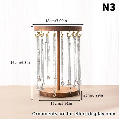 Necklace Holder Organizer Jewelry Tree Stand With 12/18 Metal Hooks Wooden Necklace Display Tower For Home Or Show Selling Use Good Vibrations