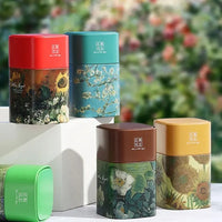 Elegant Tea Stash Jar Durable Metal Container for Herbs Storage Oil Painting Coffee Storage Container Metal Tea Box Can GOOD Vibrations Adult Super Store